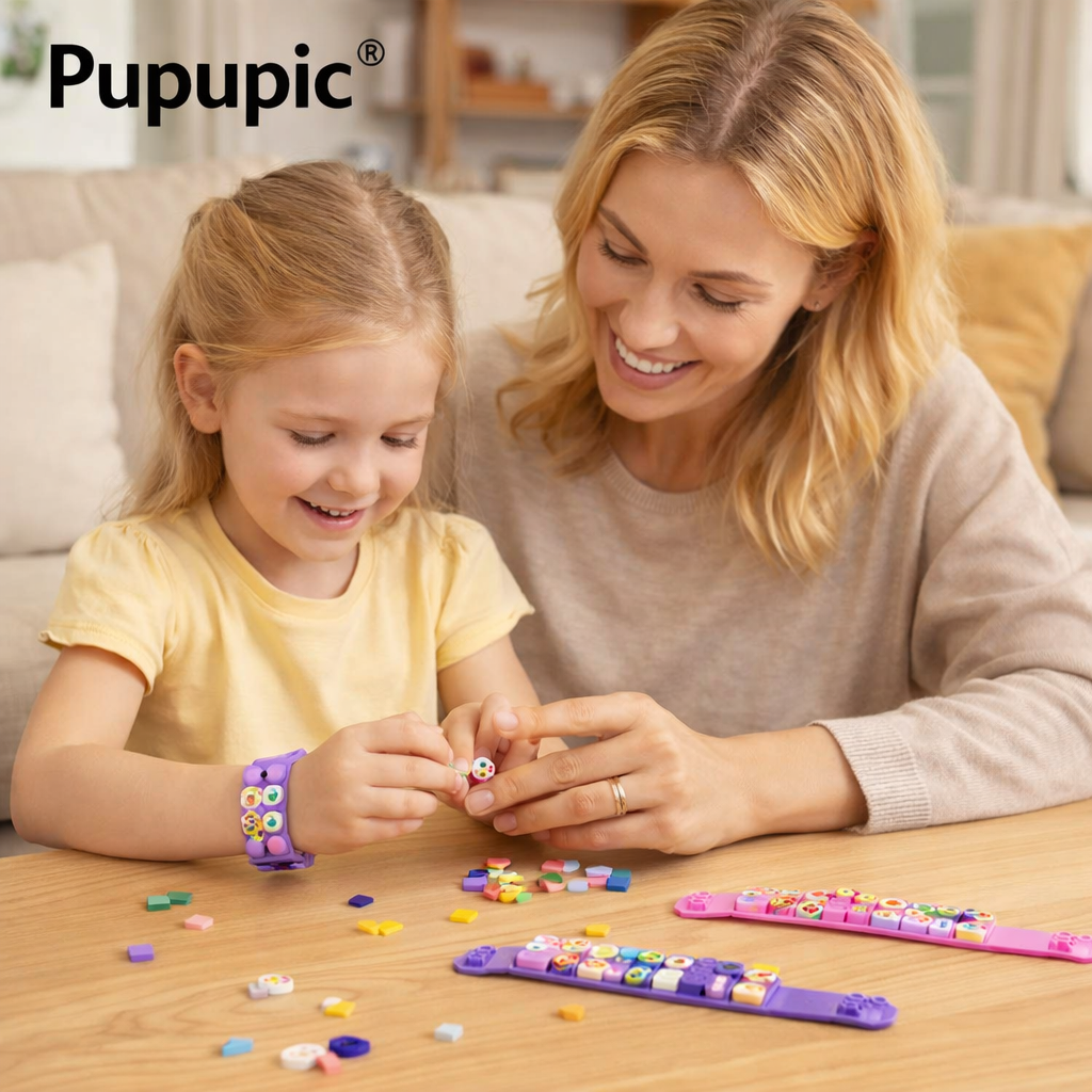Pupupic® DIY Small Particle Building Blocks Bracelet | Creative Kids Wearable Toy