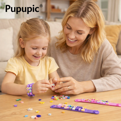 Pupupic® DIY Small Particle Building Blocks Bracelet | Creative Kids Wearable Toy