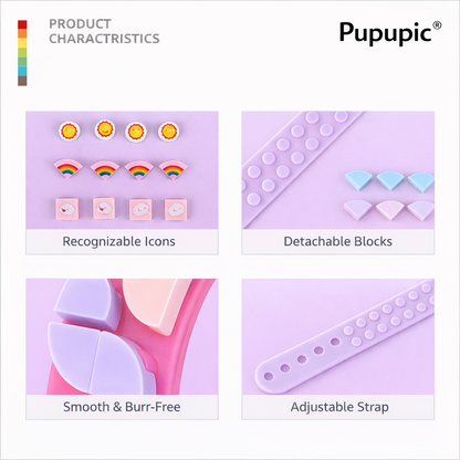 Pupupic® DIY Small Particle Building Blocks Bracelet | Creative Kids Wearable Toy