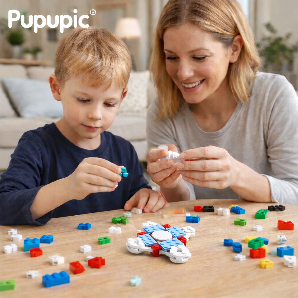 Pupupic® DIY Kids Spinning Top Toy | Detachable Building Blocks Assembly Educational Puzzle Toy