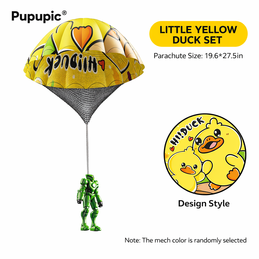 Pupupic® Hand Thrown Parachute Toy with Random Color Mech Figure – Kids Outdoor Flying Toy