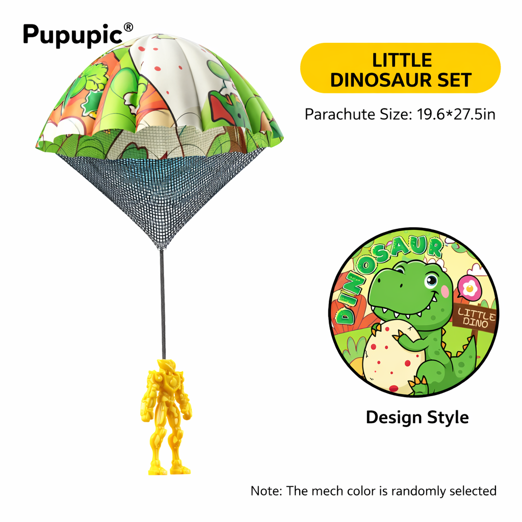 Pupupic® Hand Thrown Parachute Toy with Random Color Mech Figure – Kids Outdoor Flying Toy