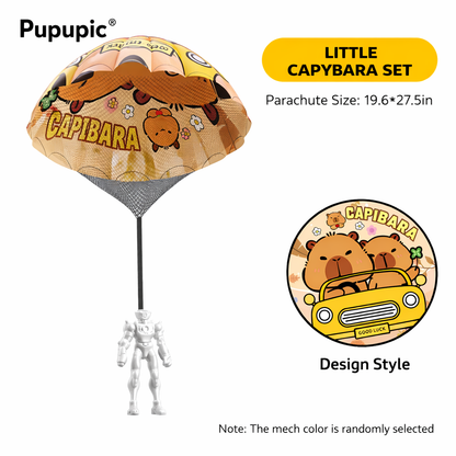 Pupupic® Hand Thrown Parachute Toy with Random Color Mech Figure – Kids Outdoor Flying Toy