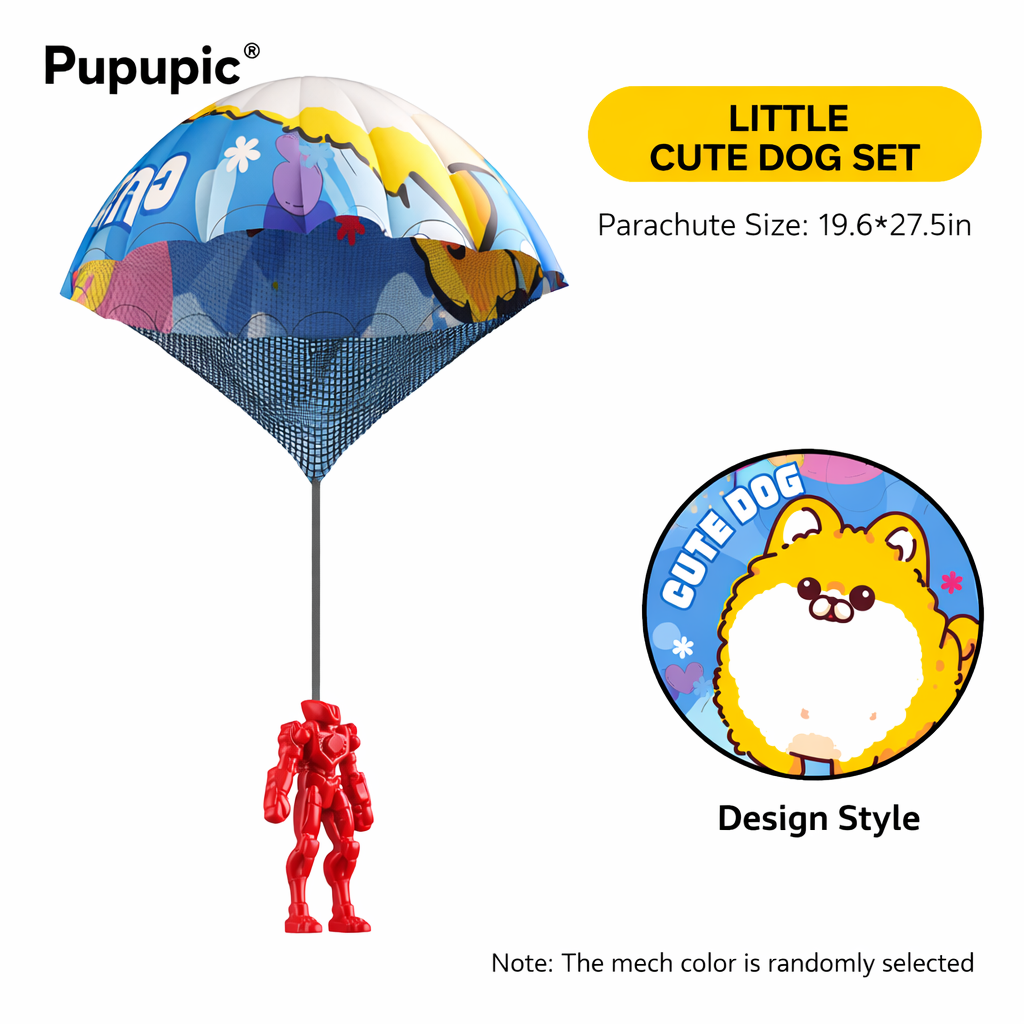 Pupupic® Hand Thrown Parachute Toy with Random Color Mech Figure – Kids Outdoor Flying Toy