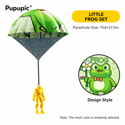 Pupupic® Hand Thrown Parachute Toy with Random Color Mech Figure – Kids Outdoor Flying Toy